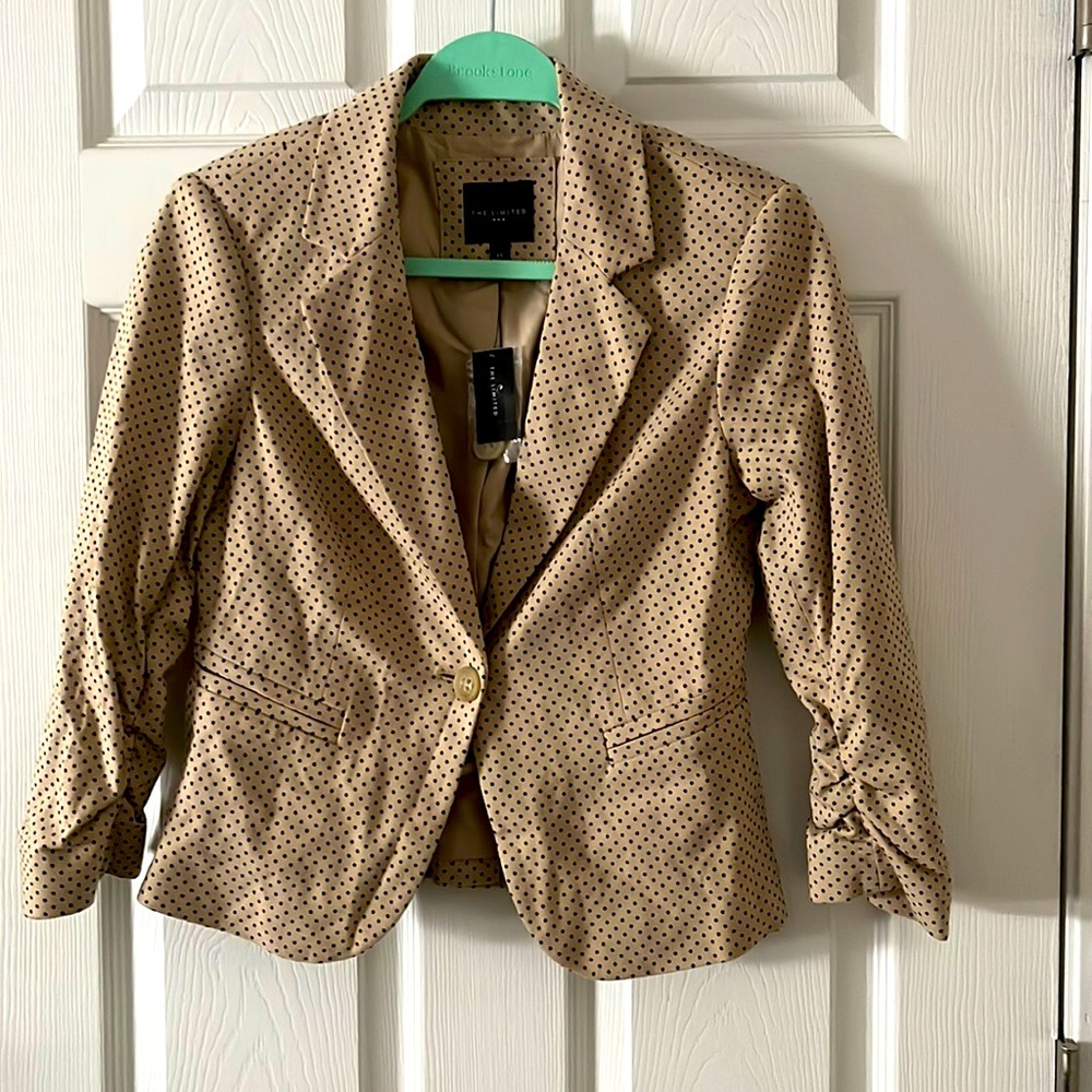 NWT The Limited Blazer Jacket Polka Dot Tan